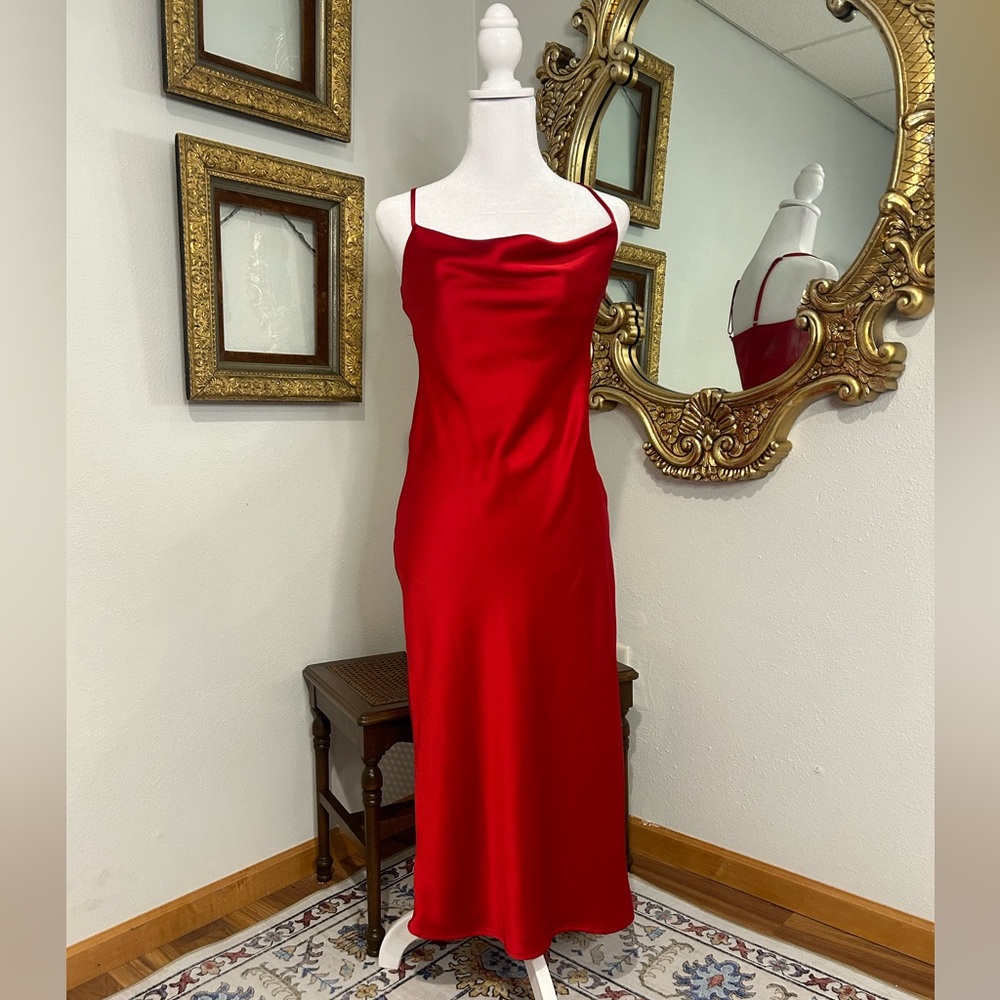 Forever 21 Red Cowl Neck Slip Dress Size Small